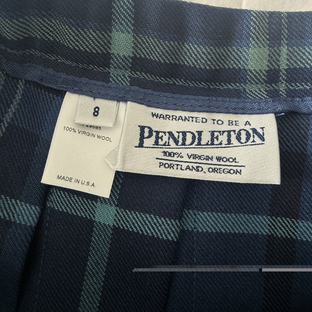 Pendleton 100% Wool Tartan Plaid Pleated Skirt 8 VTG Career Poet Office Cabin - Picture 5 of 6